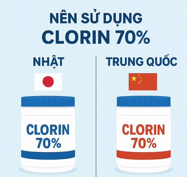 Clorin Trung Quốc phù hợp khi ưu tiên chi phí, còn Clorin Nhật Bản là lựa chọn tối ưu khi chú trọng chất lượng nước