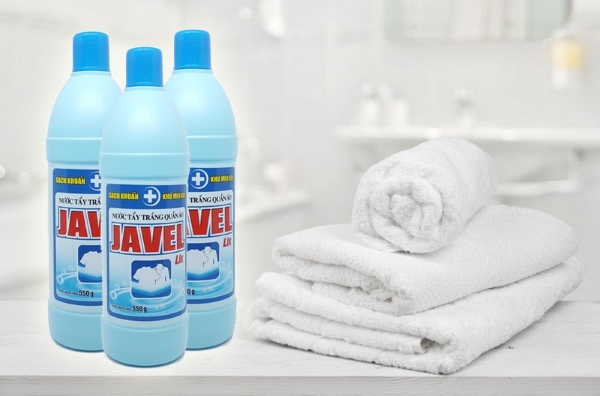 Hóa chất Javen NaOCl 10 -12% có khả năng tẩy trắng vết bẩn cứng đầu, ố vàng trên vải