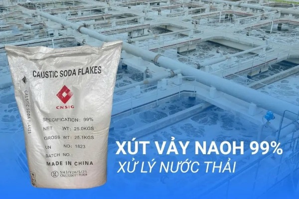 Xút vảy NaOH 99% được sử dụng để xử lý nước thải công nghiệp